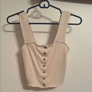 Billabong Cream Ribbed Sleeveless Crop Top